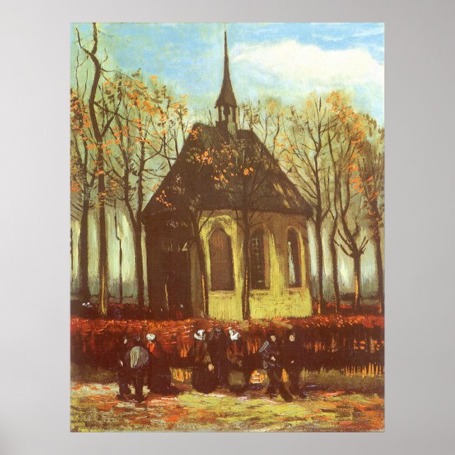 Vincent van Gogh - Chapel at Nuenen, Churchgoers Poster (Front)