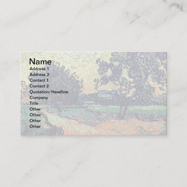 Vincent Van Gogh - Chateau Of Auvers At Sunset Business Card (Front)