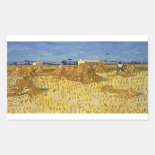 Vincent van Gogh - Corn Harvest in Provence Rectangular Sticker