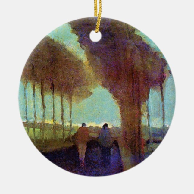 Vincent Van Gogh - Country Lane With Two Figures Ceramic Tree Decoration (Front)