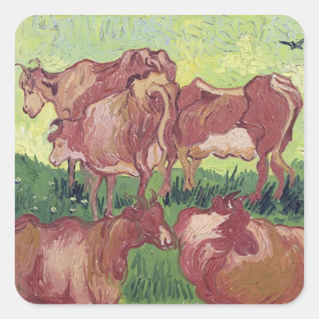 Vincent van Gogh | Cows, 1890 Square Sticker (Front)