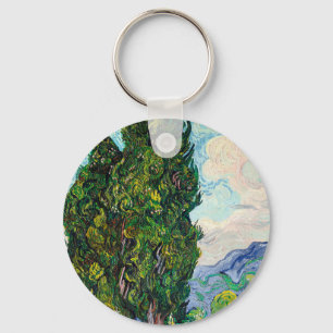 Vincent Van Gogh Cypresses Fine Art Key Ring