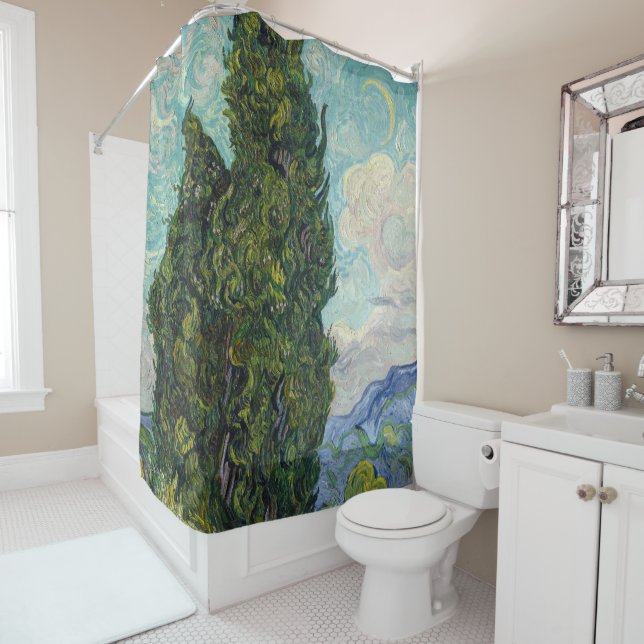 Vincent van Gogh - Cypresses Shower Curtain (In Situ)