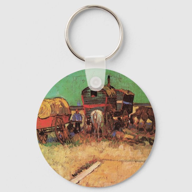 Vincent van Gogh - Encampment of Gypsies Caravans Key Ring (Front)