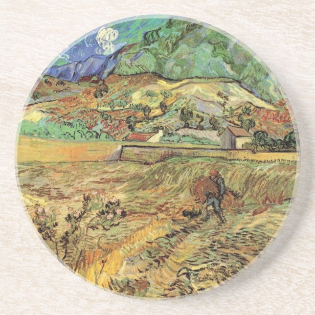 Vincent van Gogh - Enclosed Wheat Field w Peasant Coaster (Front)