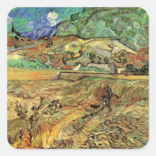 Vincent van Gogh - Enclosed Wheat Field w Peasant Square Sticker