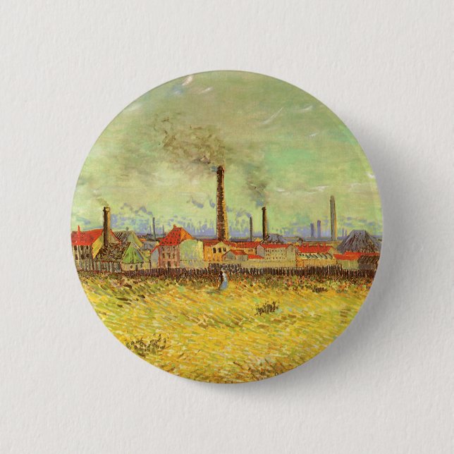 Vincent van Gogh - Factories at Asnieres 6 Cm Round Badge (Front)
