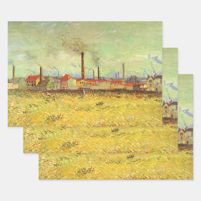 Vincent van Gogh - Factories at Asnieres Wrapping Paper Sheet (Set)
