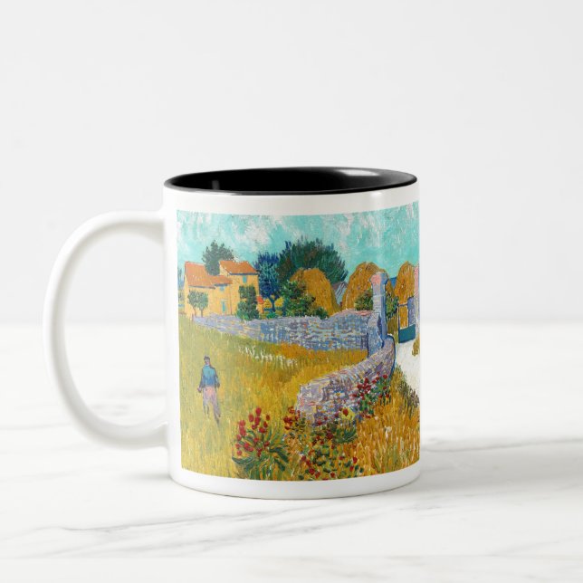 Vincent van Gogh Farmhouse in Provence Two-Tone Coffee Mug (Left)