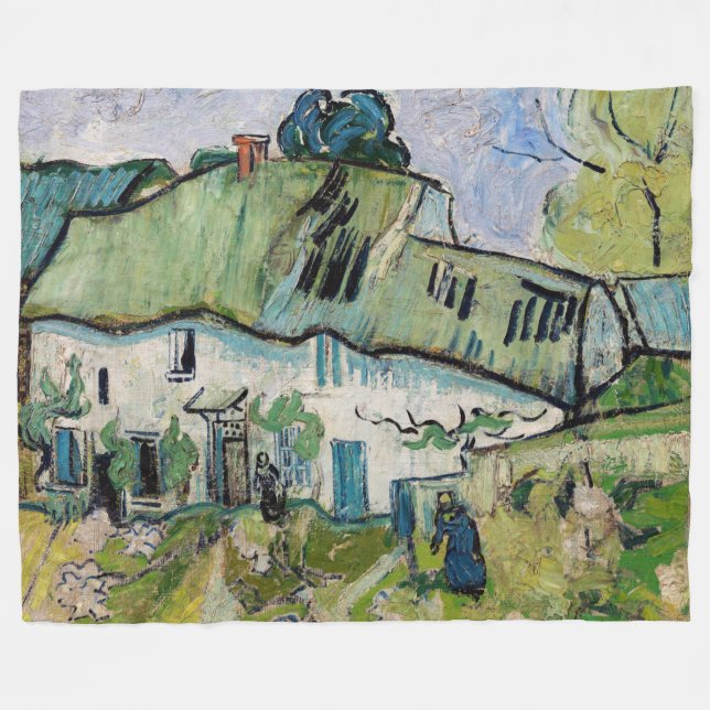 Vincent van Gogh - Farmhouse with Two Figures Fleece Blanket (Front (Horizontal))