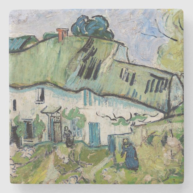 Vincent van Gogh - Farmhouse with Two Figures Stone Coaster (Front)
