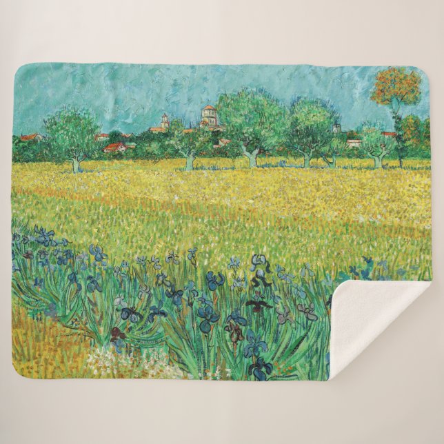 Vincent van Gogh - Field with Irises near Arles Sherpa Blanket (Front (Horizontal))