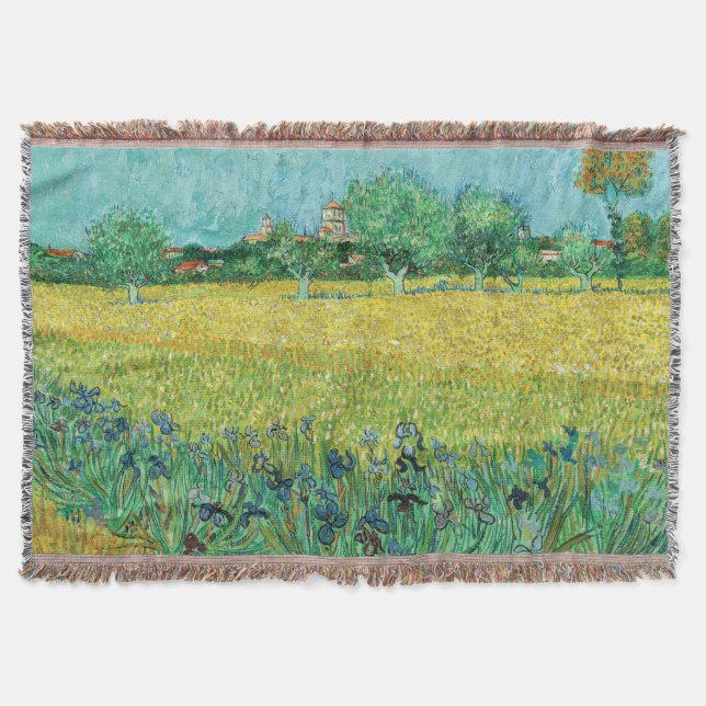 Vincent van Gogh - Field with Irises near Arles Throw Blanket (Front)
