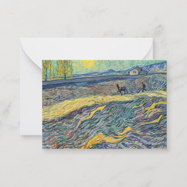Vincent van Gogh - Field with ploughing farmers Card (Front)