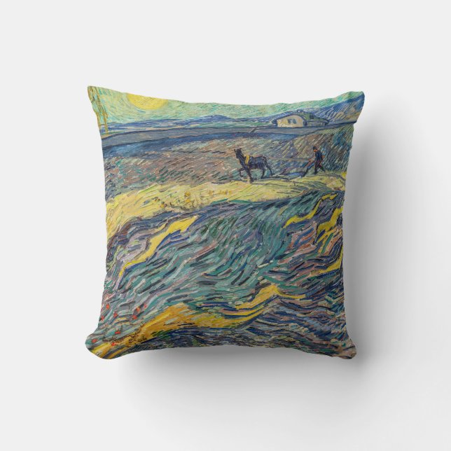 Vincent van Gogh - Field with ploughing farmers Cushion (Front)