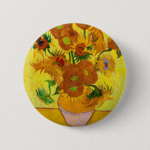 Vincent Van Gogh Fifteen Sunflowers In a Vase Art 6 Cm Round Badge