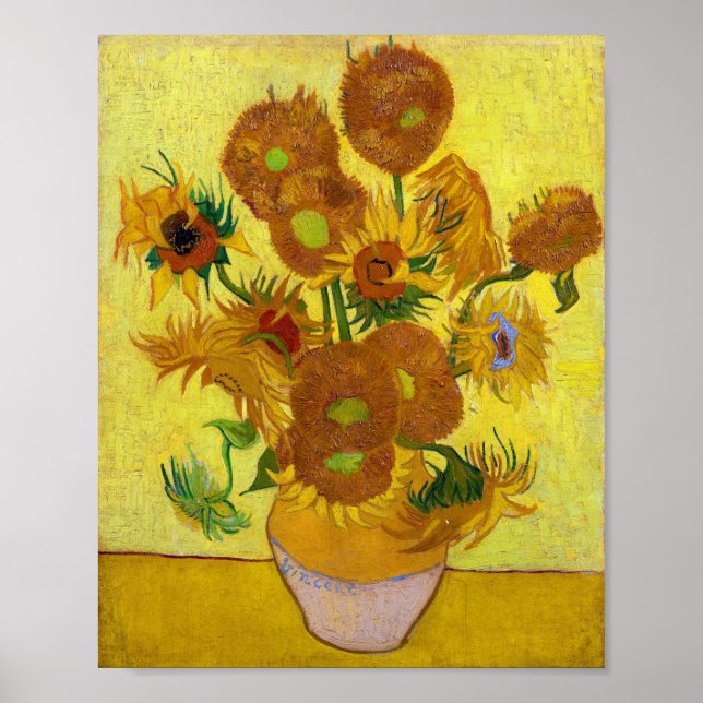 Vincent Van Gogh Fifteen Sunflowers In a Vase Art Poster (Front)