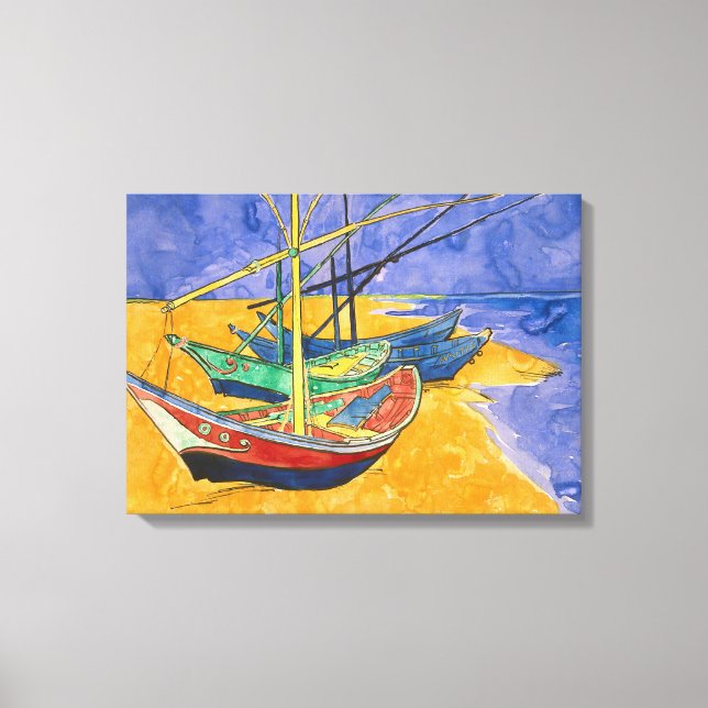Vincent van Gogh - Fishing Boats on the Beach Canvas Print (Front)