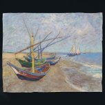 Vincent van Gogh - Fishing Boats on the Beach Fleece Blanket<br><div class="desc">Fishing Boats on the Beach at Les Saintes-Maries de la Mer - Vincent van Gogh,  1888</div>