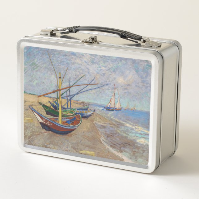 Vincent van Gogh - Fishing Boats on the Beach Metal Lunch Box (Front)