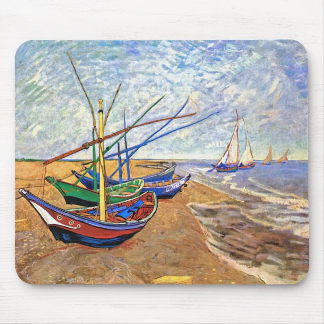 Vincent Van Gogh - Fishing Boats On The Beach Mouse Pad (Front)