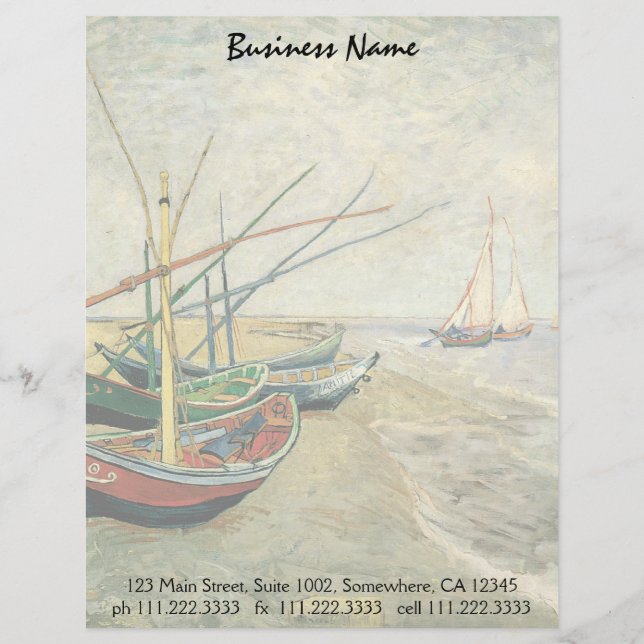 Vincent van Gogh - Fishing Boats on the Beach Personalized Letterhead (Front)