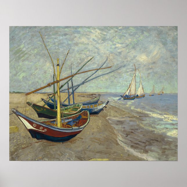 Vincent van Gogh - Fishing Boats on the Beach Poster (Front)