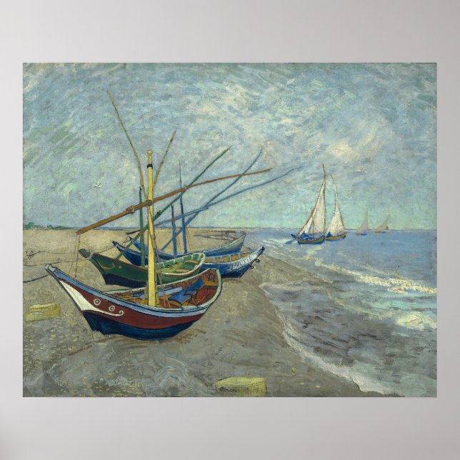 Vincent van Gogh Fishing Boats on the Beach Poster (Front)