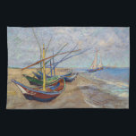 Vincent van Gogh - Fishing Boats on the Beach Tea Towel<br><div class="desc">Fishing Boats on the Beach at Les Saintes-Maries de la Mer - Vincent van Gogh,  1888</div>