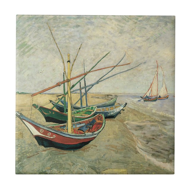 Vincent van Gogh - Fishing Boats on the Beach Tile (Front)