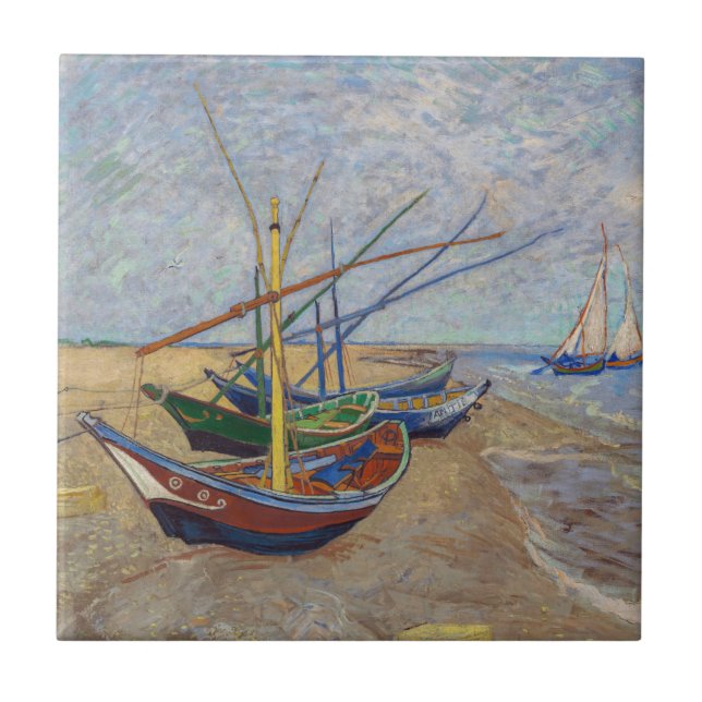 Vincent van Gogh - Fishing Boats on the Beach Tile (Front)