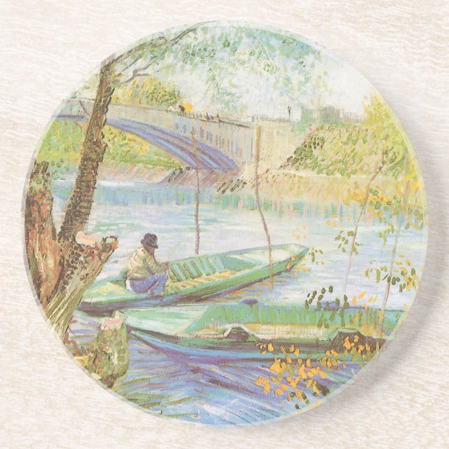 Vincent van Gogh Fishing in Spring, Pont de Clichy Coaster (Front)