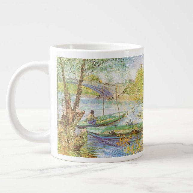 Vincent van Gogh Fishing in Spring, Pont de Clichy Large Coffee Mug (Left)