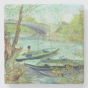Vincent van Gogh Fishing in the Spring Stone Coaster