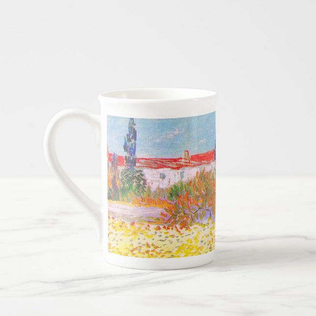 Vincent Van Gogh Flowering Garden Bone China Mug (Left)