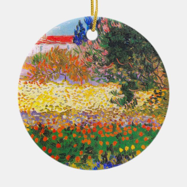 Vincent Van Gogh Flowering Garden Ceramic Tree Decoration (Front)