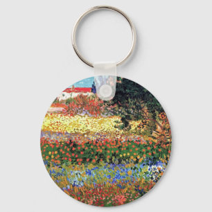 Vincent Van Gogh - Flowering Garden Fine Art Key Ring