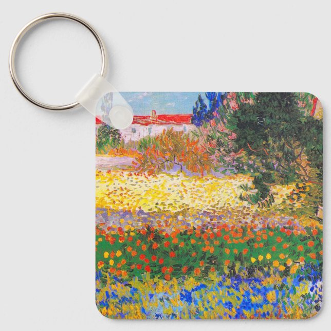 Vincent Van Gogh Flowering Garden Key Ring (Front)