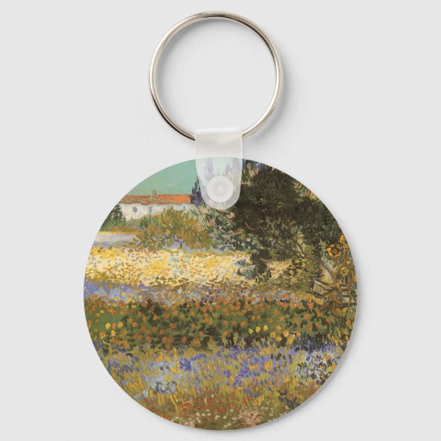 Vincent van Gogh - Flowering Garden Key Ring (Front)