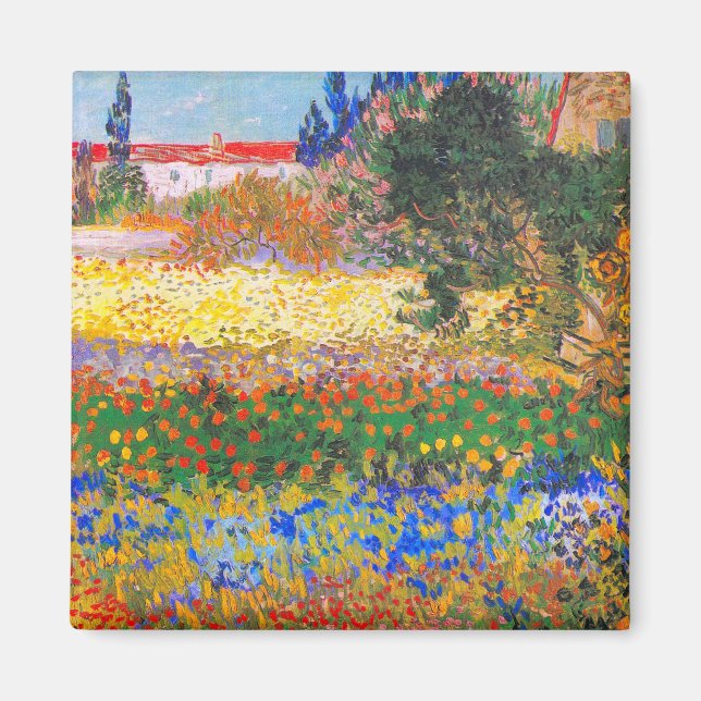 Vincent Van Gogh Flowering Garden Magnet (Front)