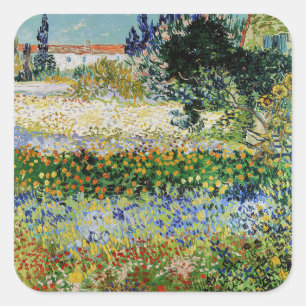 Vincent van Gogh - Flowering Garden Square Sticker