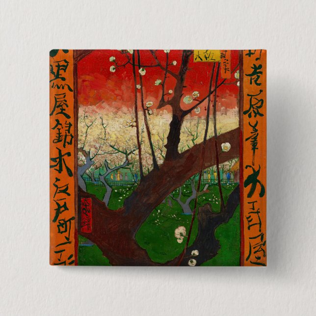 Vincent van Gogh - Flowering Plum Tree 15 Cm Square Badge (Front)