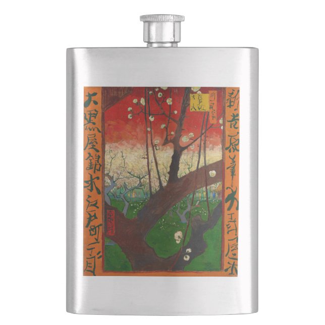 Vincent van Gogh - Flowering Plum Tree Hip Flask (Front)