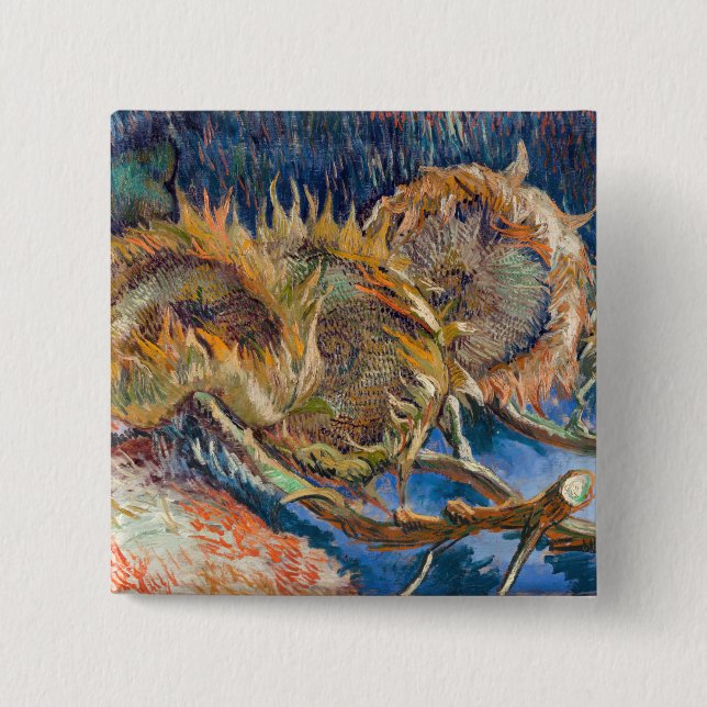 Vincent van Gogh - Four Cut Sunflowers 15 Cm Square Badge (Front)