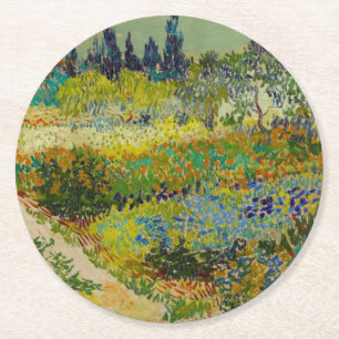 Vincent Van Gogh Garden at Arles Round Paper Coaster