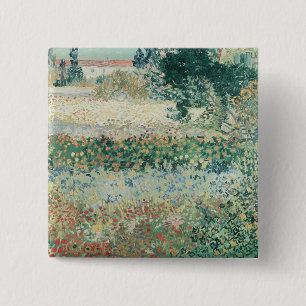 Vincent van Gogh Garden in Bloom, Arles, 1888 15 Cm Square Badge