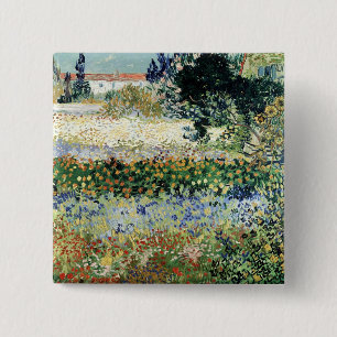 Vincent van Gogh   Garden in Bloom, Arles, 1888 15 Cm Square Badge
