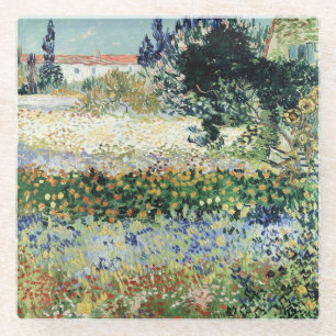 Vincent van Gogh Garden in Bloom, Arles, 1888 Glass Coaster
