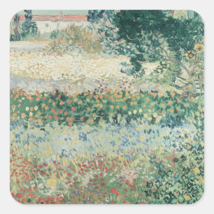 Vincent van Gogh Garden in Bloom, Arles, 1888 Square Sticker