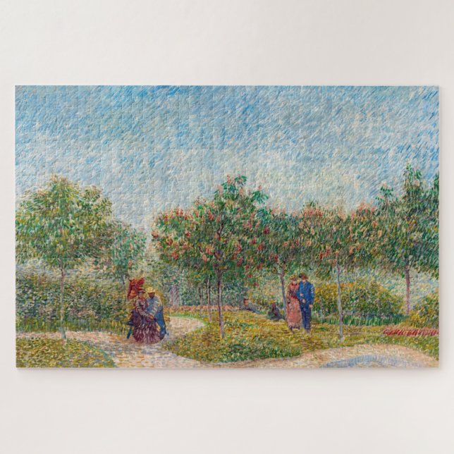 Vincent van Gogh - Garden in Montmarte with Lovers Jigsaw Puzzle (Horizontal)